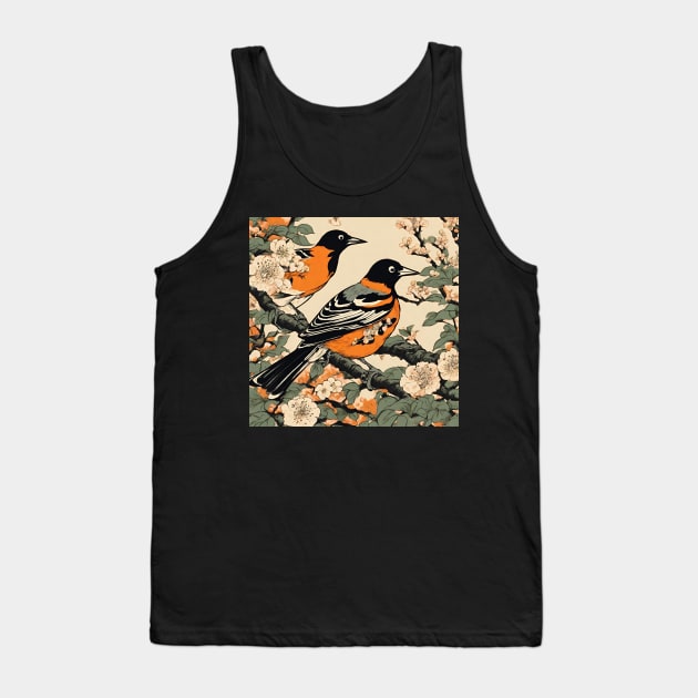 Vintage Japanese Baltimore Orioles The Orchard Oriole Bird of Baltimore Tank Top by wigobun